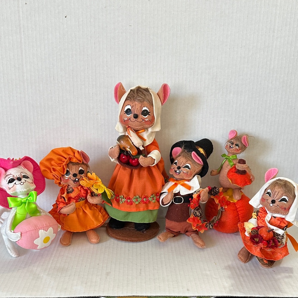 Anna Lee Thanksgiving Mice Set of 6 Handmade Figurines
